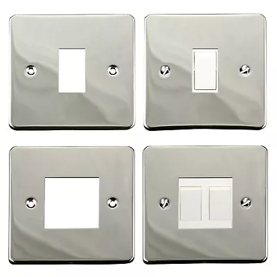 ElekTek Chrome Light Switch Metal Cover Finger Plate No Wiring Single Double • £8.99