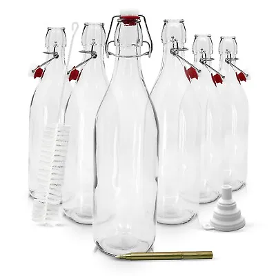 $29.99 • Buy Nevlers 33 Oz. Airtight Glass Swing Top Bottles + Accessories (Pack Of 6)