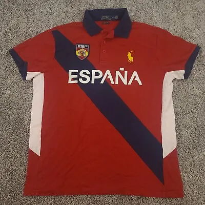 Ralph Lauren Polo Shirt Adult Large Red Espana 16 Jersey Big Pony Rugby Spain • $36.95