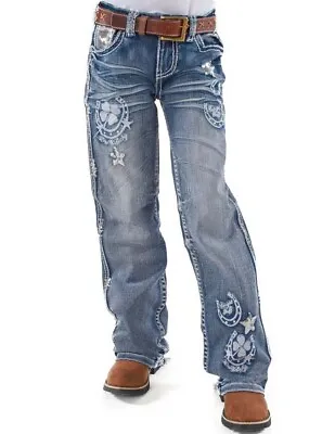 Cowgirl Tuff Western Jeans Girls Double Lucky Unbelievable Med GJDLUB • $99.93