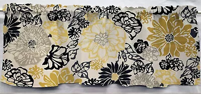 Yellow Black Gray Floral Swags Valances Or Curtains  • $18