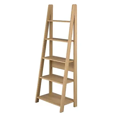 5-Tier Ladder Bookcase Shelving Unit Rack Shelf Display Stand Storage Tiva Oak • £90.99