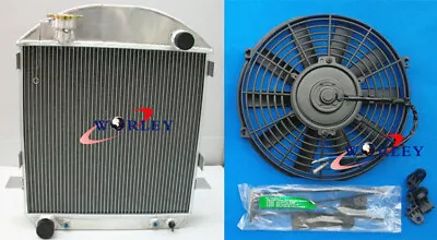 3 Row Aluminum Radiator + 16  Fan For Ford Model T-Bucket Grill Shells 1924-1927 • $185.28