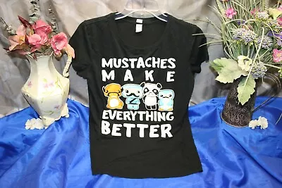 H Brand Women's Mustaches Are Better Black T-Shirt Size Small Top Shirt  Sale!* • $14.50