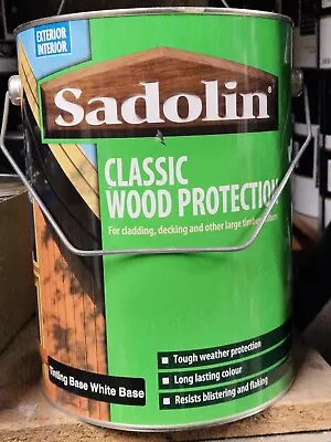 5lt Sadolin Classic Wood Protection Woodstain Cladding Decking Shed Fence WHITE • £59.99