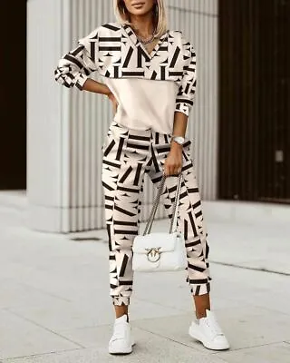 £47.68 • Buy Women Tracksuit Fashion Hooded Sport Travel Top Pants 2pcs Set Comfortable Suit