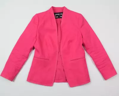 J.Crew Going Out Blazer Womens 0 Bright Pink Stretch Linen Long Sleeve Open • $27.97