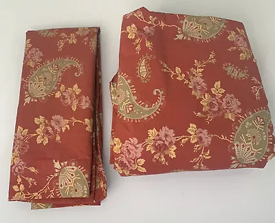 Pottery Barn Florence Queen Duvet And Sham Red Green Gold Floral Paisley • $46.38