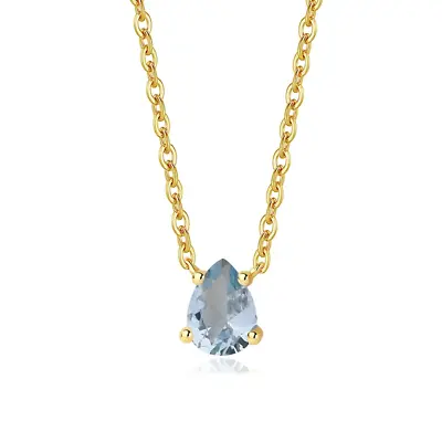 Aquamarine Water Drop Pendant Necklace • $40.99