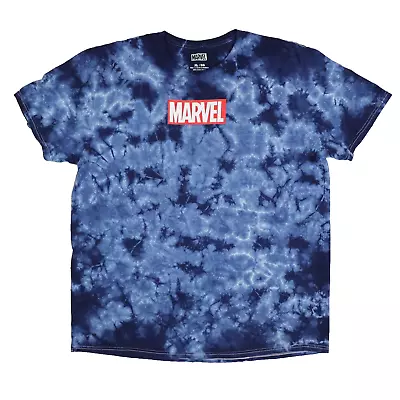 Marvel Comics Shirt Men's Size XL Blue Logo Tie Dye Graphic Tee Short Sleeve • $20.21