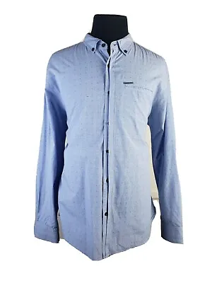 Marc Ecko Blue Geometric Long Sleeve Button Up Dress Shirt Mens XL • $8.91