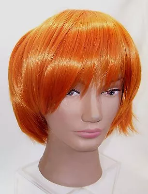Women's Full Wig Bright Orange Red Hair Mushroom Style Cut Short Wig • $19.99
