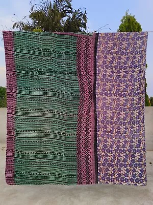 Indian Handmade Screen Printed Vintage Cotton Kantha Quilt Bedspread Blanket • $33.99