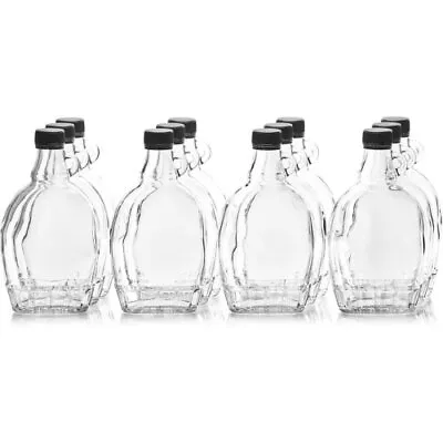 12Oz Glass Maple Syrup Bottles With Loop Handle & Tamper Evident Lids Case Of 12 • $39.81