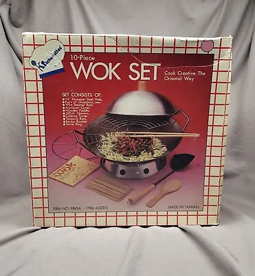 Vintage 1984 10 Piece Wok Set By Kitchenettes Open Box Complete  • $24.79