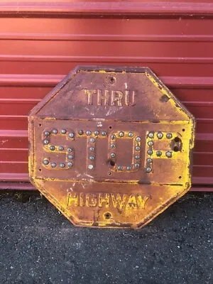 Vintage Stop Sign With Cat Eyes. Thur Highway • $385