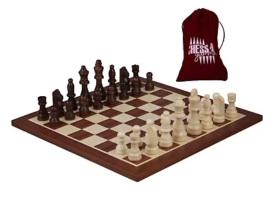 Mahogany Chess Set With Chess Pieces And Chess Bag 14 Inch • £49.99