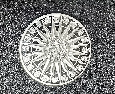 1oz .999 Silver Mexico Aztec Sun Calendar Mayan Elements Round Coin • $120