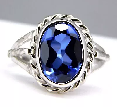 5.39 Gm 925 Sterling Silver Heated Blue Sapphire Statement Ring US 9 For Men • $49.99