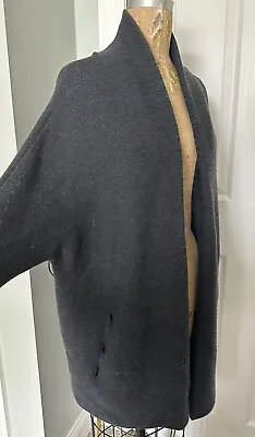 MM Lafleur Morandi Cardigan Sweater Dark Gray Merino Wool Sz  XsS Missing Belt • $80