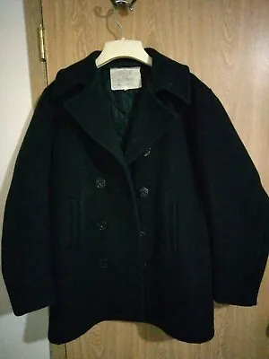 Vintage Official Us Navy Enlisted Black Pea Coat 38 • $60