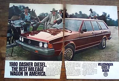 1980 Volkswagen Dasher Diesel Wagon Ranch Cowboys Retro Photo Print Ad  S43 • $5