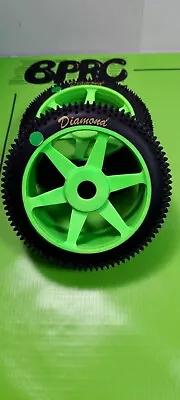 Vintage RC WHEELS AND TIRES Diamond TIRES 8th Scale Green WHEELS NOS  17mm • $15.99