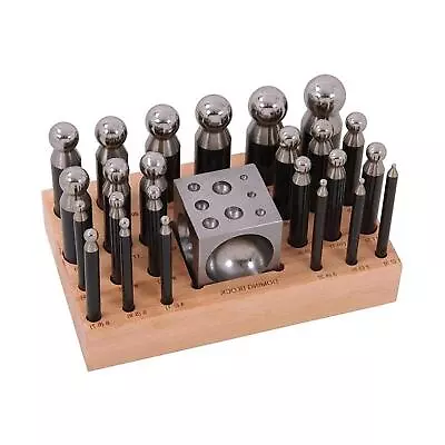 25Pc Doming Block & Punch Set Steel Dapping Craft Metal Working Shaping Tool • £33.79