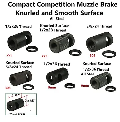 All Steel Compact Muzzle Brake Compensator Both Knurled And Smooth Finish • $18.85