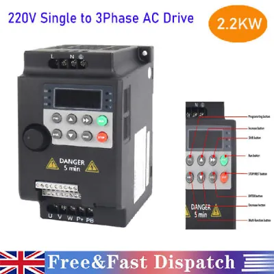 AC Motor Drive Variable Inverter VFD Frequency Speed Controller 2.2KW 12A 220V • £69.89