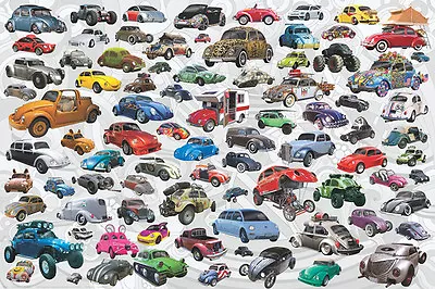 Amazing 85 VOLKSWAGEN BEETLES VW Bugs Cool Cars Collage 24x36 Wall POSTER • $16.99