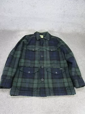 L.L. Bean Jacket Mens Medium Green Plaid Wool Blend Flannel Mackinaw  • $64.99