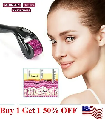 $6.99 • Buy 540 Titanium Micro Needle Scar Derma Roller Hair Growth Microneedle Skin Therapy