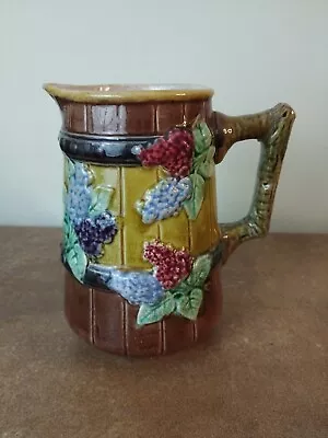 Antique Victorian Treacle Glazed Majolica Jug With Lilac's Approx 1.5 Pints • £8.95