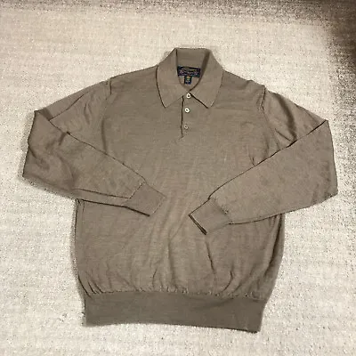 Doogan Donegal Polo Sweater Mens Medium Pullover Beige England  Preppy Casual • $20.22