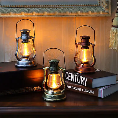 Retro Solar Powered LED Hanging Lantern Light Kerosene Lamp Outdoor Garden Decor • $19.99