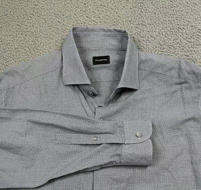 Ermenegildo Zegna Shirt Men's Size XXL Blue Geometric Long Sleeve Italy Made • $24.99