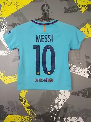 Messi Barcelona Away Football Shirt 2017 - 2018 Blue Nike Young Size M Ig93 • $16.99