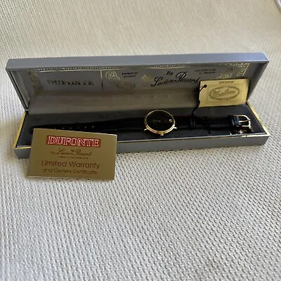 RARE Vintage Dufonte Lucien Piccard MYSTERY DIAL Mens Box Papers Unused MOVADO • $78