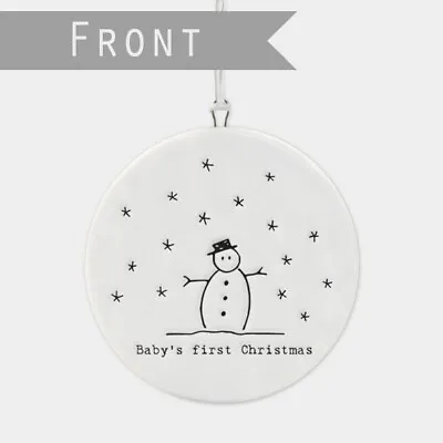 East Of India Flat Porcelain Bauble Baby's First Christmas Hanging Decoration • £5.49