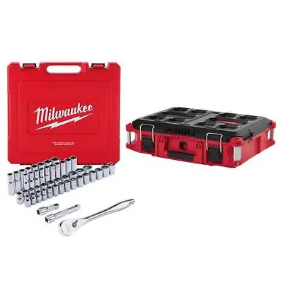 Milwaukee Ratchet+Socket Tool Set (47-Piece) SAE/Metric W/ PACKOUT Tool Box 22  • $367.46