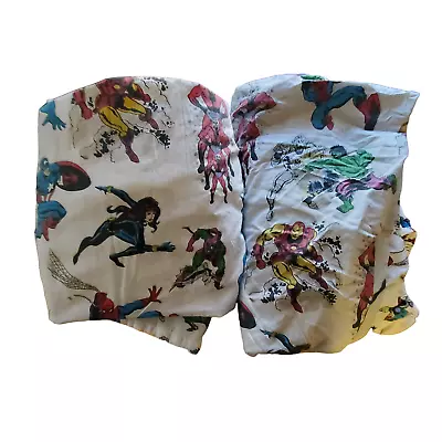 Pottery Barn Kids Full Sheet Set Marvel Avengers Flat Fitted Organic Cotton • $27.97