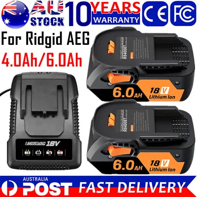 6.0Ah 18V Li-Ion Battery For RIDGID AEG R840087 R840086 R840085 L1830R / Charger • $39.99