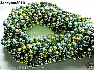 Natural Hematite Gemstone Round Ball Beads 16'' Metallic Color 4mm 6mm 8mm 10mm  • $1.97