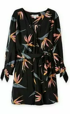 Country Road Birds Of Paradise Playsuit Womens Black Pink Orange Floral Size 8 • $50