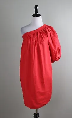 VANESSA BRUNO $395 One Shoulder Balloon Sleeve Shirred Tunic Dress Size 36 • $24.99