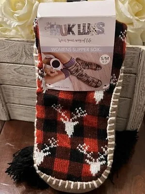 (1PR) MUK LUKS WOMEN'S SLIPPER SOX BUFFALO REINDEERS  SIZE S 5-7 New • $9.99