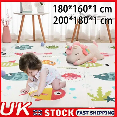 2 Sided Baby Play Mat Kids Crawling Soft Foam Blanket Folding Cartoon Waterproof • £0.99
