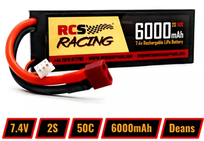 £27.99 • Buy 7.4V 2S Lipo Battery 6000mAh 50C Rechargeable Lipo For RC Cars, Trucks Buggies
