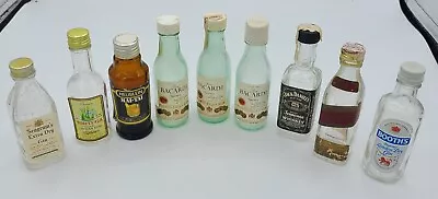 Vintage Miniature Glass Alcohol Liquor Gin Whiskey Rum Empty Bottles Lot Of 9 • $16.16